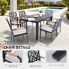7 Pieces Outdoor Patio Furniture Set, Modern Dining Set With 6 Dining Chairs Sunbrella Fabric, Rectangular Table With Umbrella Hole - Bourbon Brown - Image 7