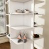 7 Tier Square Rotating Shoe Rack Tower With 360° Spinning Organizer - White - Image 8