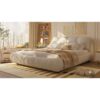 King Size Luxury Upholstered Platform Bed With Oversized Padded Backrest And Solid Wood Frame, Suitable For Multiple Heights Of Mattresses - Beige - Image 10