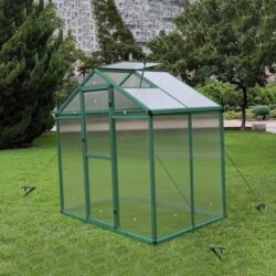 Newly Marketed Gain Height Windproof Aluminum Greenhouse 6 X 4 Ft Polycarbonate Greenhouse Raised Base And Anchor Aluminum Heavy Duty Walk - In Greenhouses For Outdoor Backyard In All Season - Green