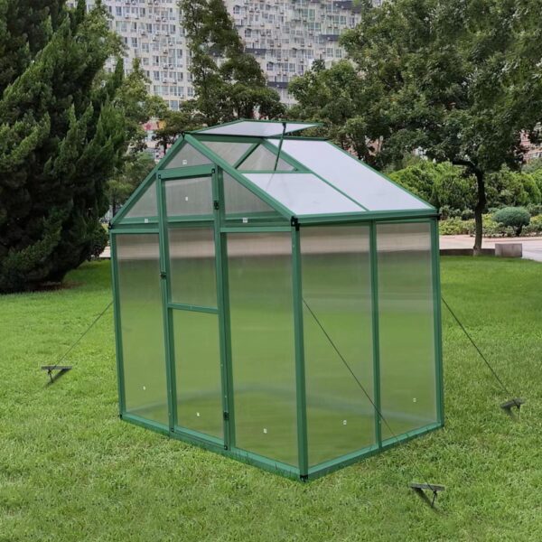 Newly Marketed Gain Height Windproof Aluminum Greenhouse 6 X 4 Ft Polycarbonate Greenhouse Raised Base And Anchor Aluminum Heavy Duty Walk - In Greenhouses For Outdoor Backyard In All Season - Green