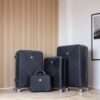 4 Piece Lightweight Suitcase, 14" Makeup Box, Aircraft Wheels (14/20/24/28) - Black - Image 2
