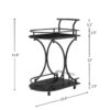 2 Tier Bar Cart, Slide Bar Serving Cart, Retro Style Wine Cart For Kitchen, Beverage Cart With Wine Rack And Glass Holder, Rolling Drink Trolley For Living Room, Dining Room - Black - Image 2