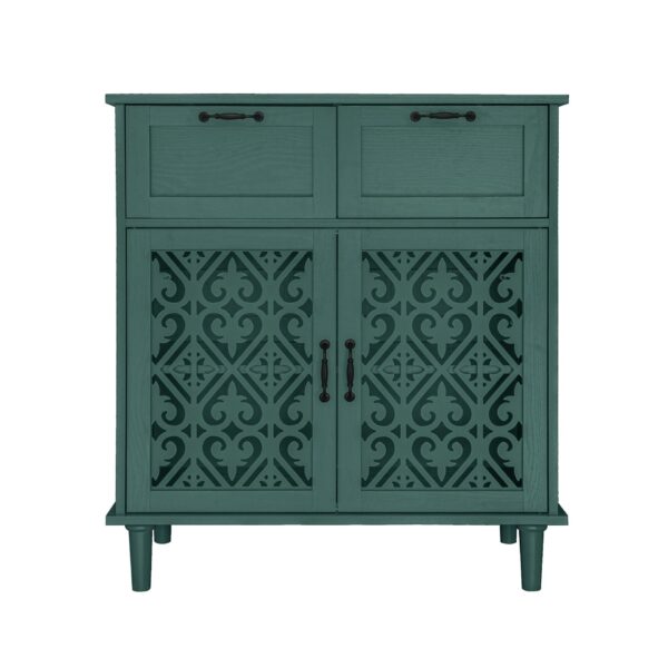 2 Door 2 Drawer Cabinet, American Furniture, Suitable For Bedroom, Living Room, Study - Dark Green