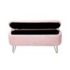 Storage Ottoman Bench For End Of Bed Gold Legs, Modern Gray Faux Fur Entryway Bench Upholstered Padded With Storage For Living Room Bedroom - Pink - Image 15