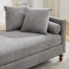Chenille Upholstered Chaise Lounge With Nailheads And Rubberwood Legs, Wide Sleeper Sofa With 4 Throw Pillows & 2 Bolsters - Gray - Image 15