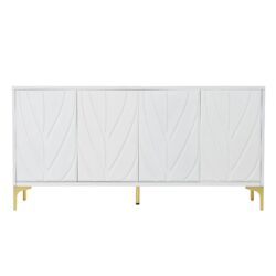Creative Carved 4 Door Sideboard With Handleless Press To Open Design - White