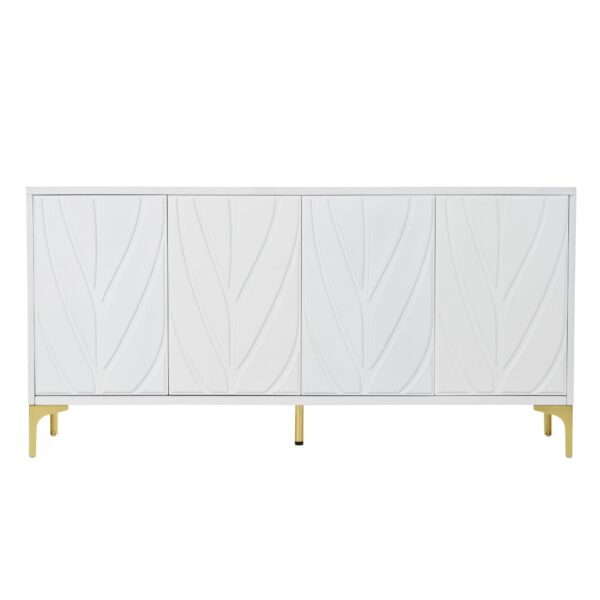 Creative Carved 4 Door Sideboard With Handleless Press To Open Design - White