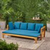 Outdoor Daybed With X-Shaped Panel Backrest And Armrests - Teak - Image 8