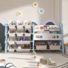 Kids Toy Storage Organizer With 2 Tier Bookshelf, Toy Storage With 12 Bins - Blue - Image 2