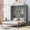 Queen Size Murphy Wall Bed With Shelves, Space Saving And Construction - Gray - Image 10