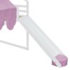 Full Size Loft Bed With House Shaped Frame And Tent - White / Pink - Image 14