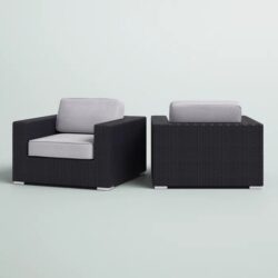 Patio Chair With Cushions (Set of 2) - Black / Gray