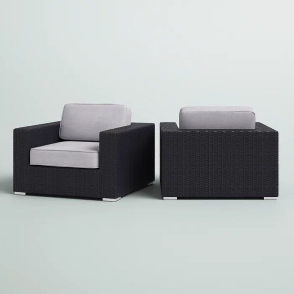 Patio Chair With Cushions (Set of 2) - Black / Gray