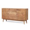 Boho Handcrafted 3 Door Sideboard, Carved Texture & Artisanal Charm - Natural - Image 7