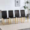 (Set of 4) Backrest Chairs With Gold Metal Legs A Perfect Pairing, Ideal For Minimalist And Modern Home Decor Styles - Black / Gold - Image 2