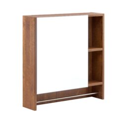 Wall Mounted Bathroom Storage Cabinet With Mirror Door, Medicine Cabinet, Over The Toilet Storage Cabinet With Shelves And Towel Rack - Walnut Brown