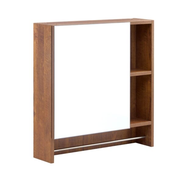Wall Mounted Bathroom Storage Cabinet With Mirror Door, Medicine Cabinet, Over The Toilet Storage Cabinet With Shelves And Towel Rack - Walnut Brown