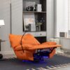 270 Swivel Glider Recliner Chair, Power Recliner Rocking Chair, USB Port Charge For Nursery Chair With Atmosphere Lamp For Living Room Bedroom Apartment - Orange - Image 13