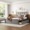 Queen Size Platform Bed With With 2 Big Drawers Twin Size Trundle - Gray - Image 12