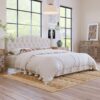 King Upholstered Platform Bed With Saddle Curved Headboard And Diamond Tufted Details - Beige - Image 2