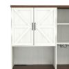 Farmhouse Kitchen Pantry Sideboard With Cabinet And Drawer, Multi Functional Kitchen Buffet With Hutch And Glass Holder, Microwave Stand With Charging Station - Brown / Antique White - Image 20