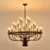 24 Light Chandelier Industrial Iron Candle Chandelier Modern Suspended Farmhouse Chandeliers Pendant Light Fixtures For Dining Room Bedroom Living Room Kitchen Island Foyer E12 Bulb (No Include) - Black - Image 16