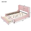 Queen Size Storage Upholstered Platform Bed With Wingback Headboard And A Big Drawer - Pink - Image 12