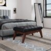 Draper - Mid Century Tufted Ottoman Bench - Distressed Black - Image 7