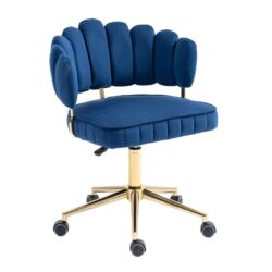 Modern Home Office Desk Chair With Adjustable Height And Swivel Wheels - Navy