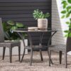 Bistro Table With Iron Frame And Glass Top - Gray - Image 2