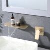 Modern Wall Mount Bathtub Faucet Single Handle With Waterfall Tub Spout And Rough - Brushed Gold - Image 6