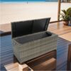 Outdoor Storage Box, 113 Gallon Wicker Patio Deck Boxes With Lid, Outdoor Cushion Storage For Kids Toys, Pillows, Towel, Wicker - Gray - Image 19