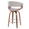 Vintage Mod - Mid-Century Modern Fixed Height Counter Stool With Swivel With Round Footrest (Set of 2) - Walnut / Stone - Image 4