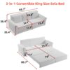 King Pull Out Sofa Bed, Chesterfield Sofa, 3 In 1 Velvet Convertible Sleeper Sofa With Nailhead Trim & Rolled Arm Multifunctional Sofa Bed For Living Room - Gray - Image 3