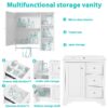 Bathroom Vanity With Sink, Modern Elegant Bathroom Storage Cabinet With 3 Drawers And Adjustable Shelves, Freestanding Vanity Set With Mirror Cabinet, Single Sink Bathroom Vanity - White - Image 6