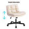 Large Size Swivel Home Office Desk Chair Armless Office Room Chair - Beige - Image 10