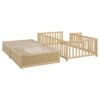 Twin Size Daybed With Fence Guardrails And 2 Drawers, Versatile Split Floor Bed & Daybed - Natural - Image 3