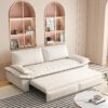 Queen Pull Out Sofa Bed, 3 In 1 Convertible Sleeper Sofa Multifunctional Velvet Loveseat Bed - Beige - Image 5