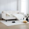 Elena - Twin Upholstered Daybed, Ribbed Tufted Backrest - Beige - Image 8