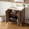 Bathroom Vanity With Single Sink, Combination Under Counter Sink, Bathroom Storage Cabinet With Soft Closing Door, Multi-Function Storage, Solid Wood Frame - Light Brown - Image 3