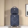 2 Piece Luggage Sets Lightweight Suitcase, Spinner Wheels, (20/14) - Black - Image 2