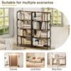 5 Tier Industrial Bookshelf, Rustic Brown Tall Bookcase With Open Wood & Metal Design, Vintage Storage Organizer - Black - Image 10