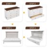 Full Solid Pine Murphy Bed Chest With Charging Station And Large Storage Drawer For Home Office Or Small Room - White / Walnut - Image 6