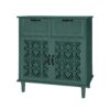 2 Door 2 Drawer Cabinet, American Furniture, Suitable For Bedroom, Living Room, Study - Dark Green - Image 10