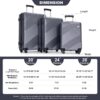 3 Piece Luggage Sets Lightweight Suitcase With Two Hooks, Spinner Wheels, (20/24/28) - Gray - Image 3