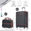 20" Hardside Luggage With Cosmetic Case, 2 Piece Lightweight Suitcase Set With Spinner Wheels, Carry On Vintage Luggage - Black - Image 2