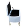 Storage Ottoman Bench For End Of Bed Gold Legs, Modern Gray Faux Fur Entryway Bench Upholstered Padded With Storage For Living Room Bedroom - Blue - Image 23