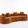 Compression Sofa:4 Seater Orange Sofa With Wood Grain Chenille Fabric, 30D, 60 Hardness Full Sponge, 4 Pillows For Living Room, Home Furniture Sleeper Sectional Sofa For Apartment - Image 12