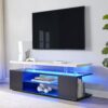 TV Stand For 60" TV LED Gaming Entertainment Center Media Storage Console Table With Large Side Cabinet For Living Room Black - Gray - Image 2